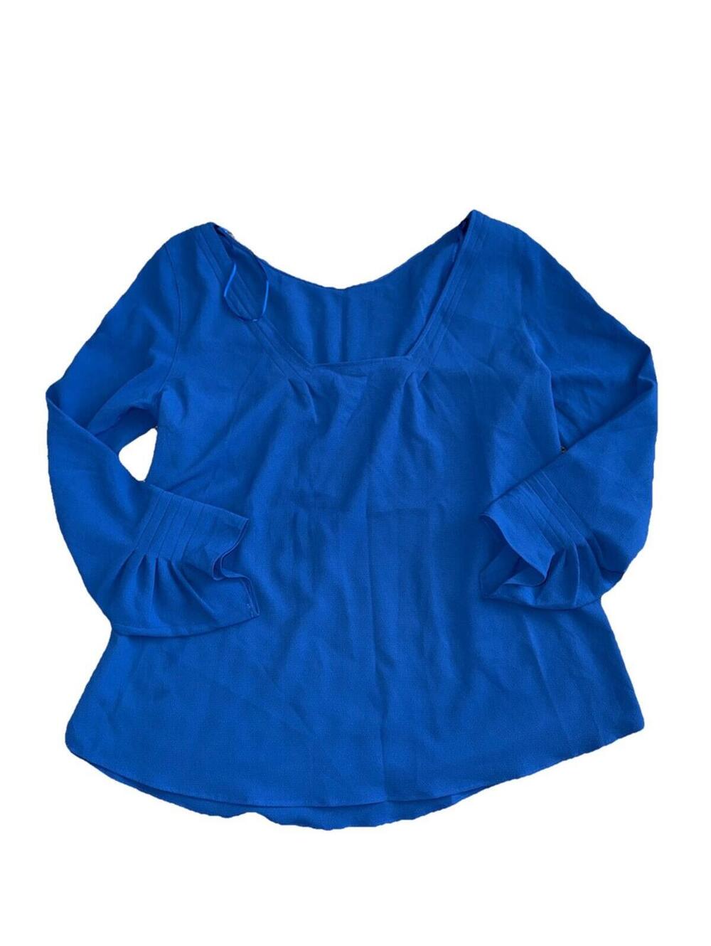 Massimo Dutti Blouse Women's Size 8 Blue Office Minimalist Monochrome NWOT - Picture 2 of 4